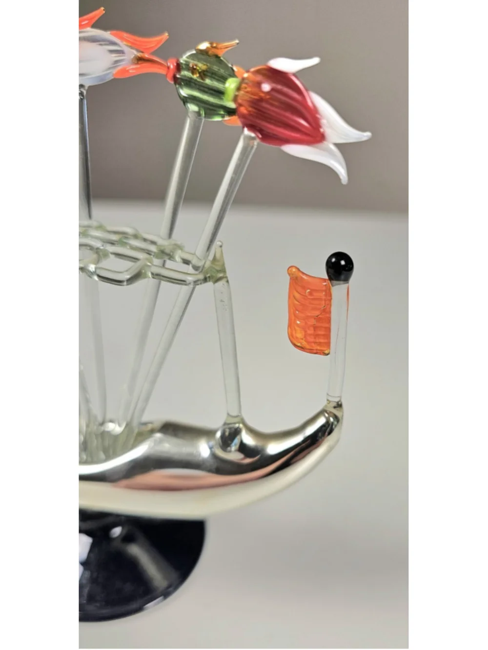 Lauscha gondola Glass object for cocktail skewers Bowles skewers Venice ship VTG
